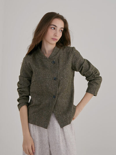 Wool Military-Inspired Cropped Jacket