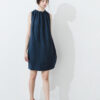 Drawstring Neckline Convertible Vest Dress – Navy