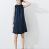 Drawstring Neckline Convertible Vest Dress – Navy - Image 4