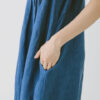 Linen Pleated Sleeveless Dress – Indigo - Image 4