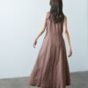 Vintage Collar Sleeveless Dress – Teal Blue - Image 5