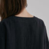 Linen V-Neck Midi Dress – Ink Black - Image 9