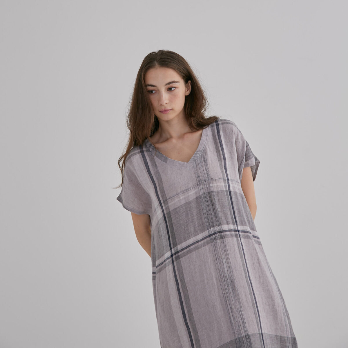 Everyday Linen Dress – Check - Image 4