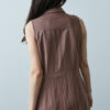 Vintage Collar Sleeveless Dress – Teal Blue - Image 6