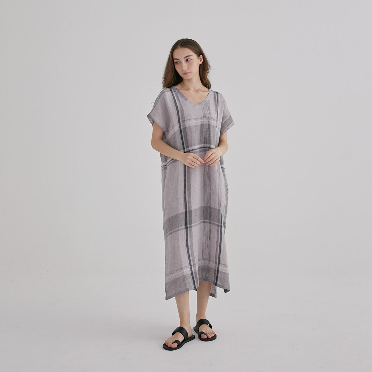 Everyday Linen Dress – Check - Image 2