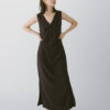 V-Neck Sleeveless Slit Dress – Black - Image 4