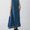 Linen Pleated Sleeveless Dress – Indigo - Image 5