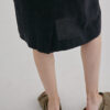 Linen V-Neck Midi Dress – Ink Black - Image 8