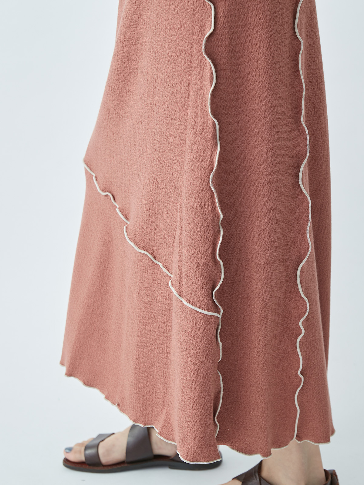 Overlock Seam Pencil Skirt – Burnt Orange - Image 5