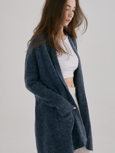 Classic Wool Knitted Cardigan - Indigo