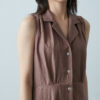 Vintage Collar Sleeveless Dress – Teal Blue - Image 3