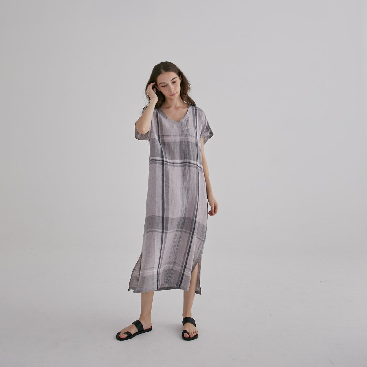 Everyday Linen Dress – Check - Image 5
