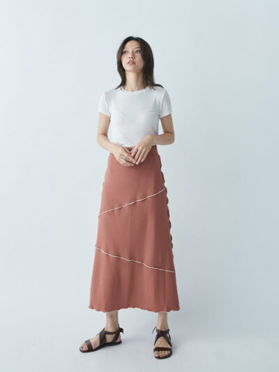 Overlock Seam Pencil Skirt – Burnt Orange