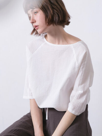 Drawstring Hem Top – White