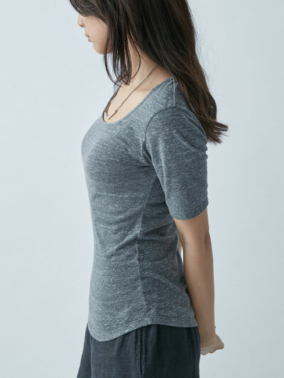 U-Neck Cotton T-Shirt - Grey