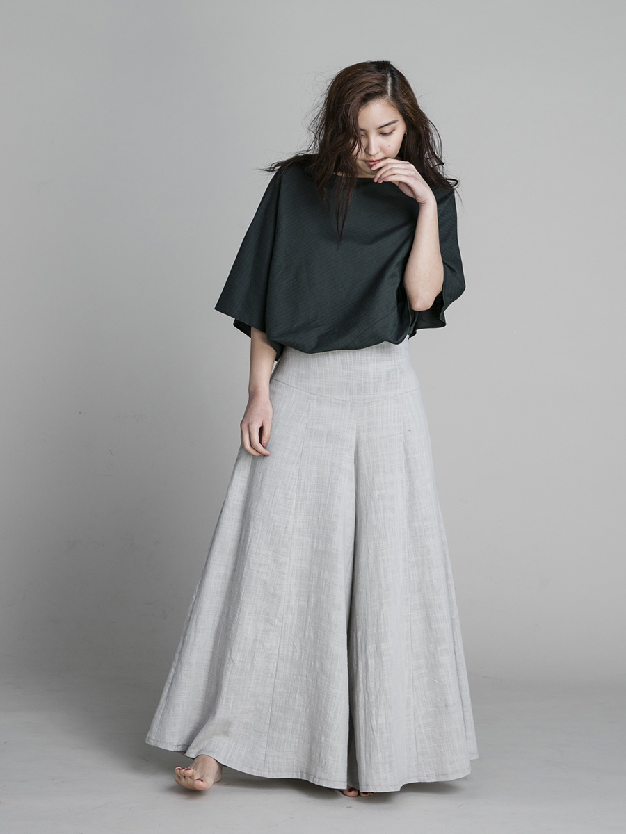 Classic Wide Leg Trousers - Light Grey - Image 2