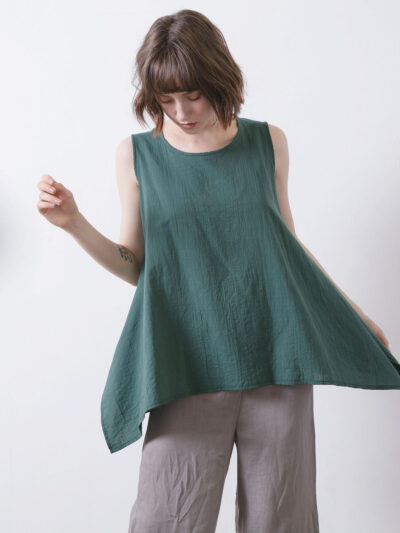 Flared Hem Vest – Emerald Green