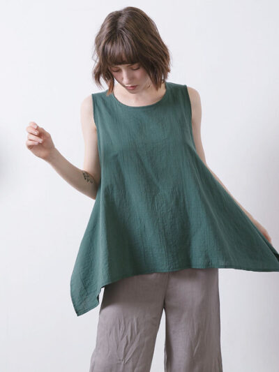 Flared Hem Vest – Emerald Green