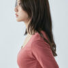 U-Neck Cotton T-Shirt - Pink - Image 6