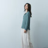 Notched V-Neck Blouse – Grey-Green - Image 4