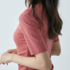 U-Neck Cotton T-Shirt - Pink - Image 3