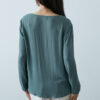 Notched V-Neck Blouse – Grey-Green - Image 7