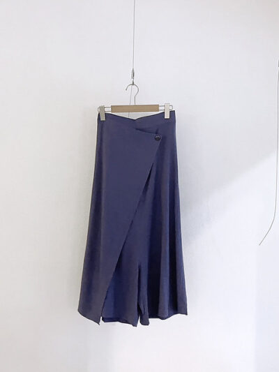 Cotton-Linen Drop-Crotch Culottes – Blue Purple