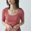 U-Neck Cotton T-Shirt - Pink - Image 4