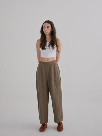 Pleated Cocoon Trousers – Moss Green