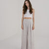 High-Waist Pleated Linen Trousers – Sand