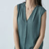 Viscose V-Neck Vest – Moss Green