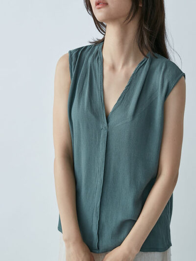 Viscose V-Neck Vest – Moss Green