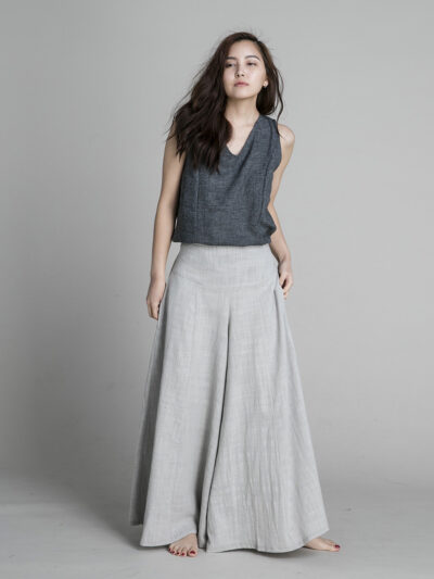 Classic Wide Leg Trousers - Light Grey
