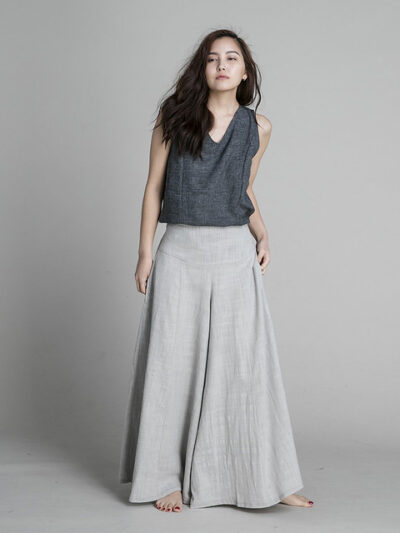 Classic Wide Leg Trousers – Light Grey