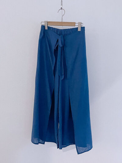 Tie-Front Slit Trousers – Mineral Blue