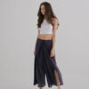 Tie-Front Slit Trousers – Mineral Blue - Image 5