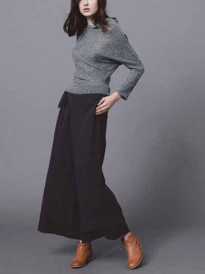 Asymmetric Tie-Waist Trousers – Warm Grey