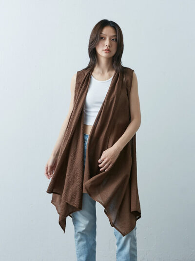 Draped Longline Vest – Antique Bronze