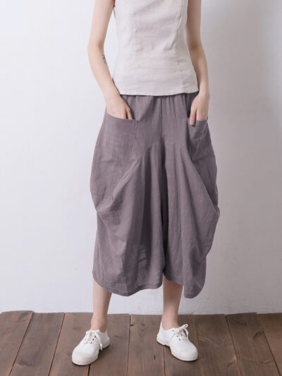 Reversible Wide-Leg Trousers – Grey