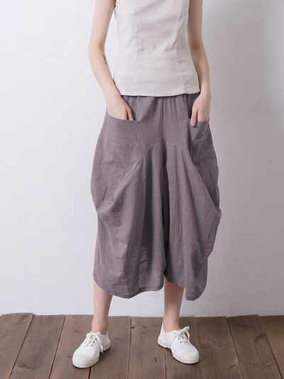 Two-Way Sculpted Wide Trousers – Grey