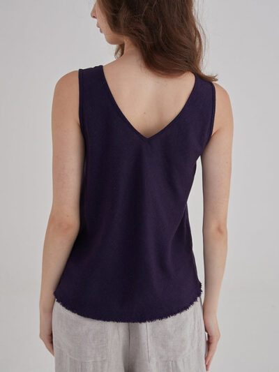 Raw-Edge Double V-Neck Vest – Purple