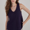 Raw-Edge Double V-Neck Vest – Purple - Image 3