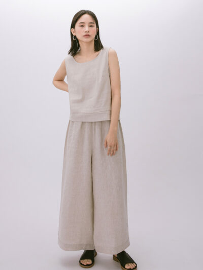 Two-Way Pocketed Wide Trousers – Oat