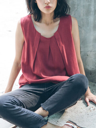 Pleated Vest Top – Red