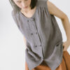 Double-Breasted Linen Vest – Stripe