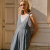 Drawstring Slip Dress – Blue Grey - Image 5