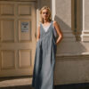 Drawstring Slip Dress – Blue Grey - Image 6