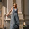 Drawstring Slip Dress – Blue Grey - Image 8