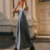 Drawstring Slip Dress – Blue Grey - Image 3
