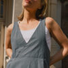 Drawstring Slip Dress – Blue Grey - Image 4